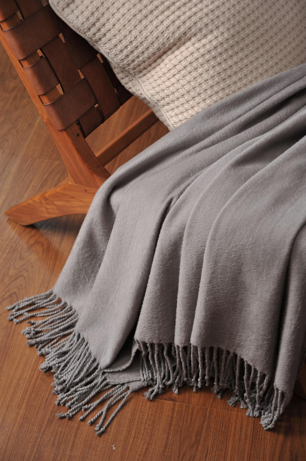 Silk Throw Blanket with Hand-Knotted Fringe