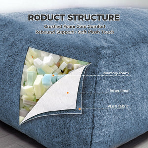 Giant Memory Foam Bean Bag Lounger Chair with Faux Fur & Side Pockets