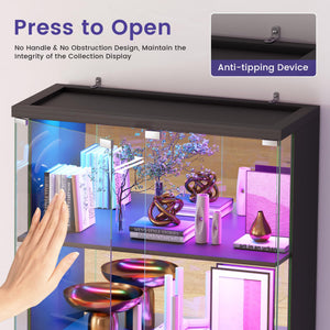 Glass Display Cabinet with RGB LED Lights & Lockable Doors