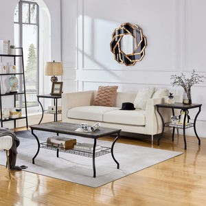 3-Piece Coffee and End Table Set with Storage Shelves