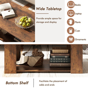 2-Tier Rectangular Coffee Table with Open Shelf