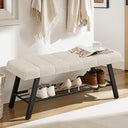 45" Tufted Faux Leather Storage Bench with Metal Frame