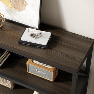 Industrial Console Sofa Table 70.8 Inch with 3-Tier Storage Shelf