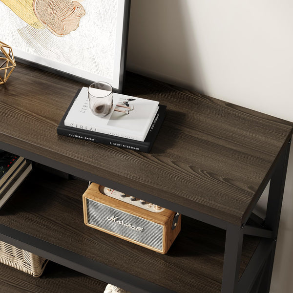 Industrial Console Sofa Table 70.8 Inch with 3-Tier Storage Shelf