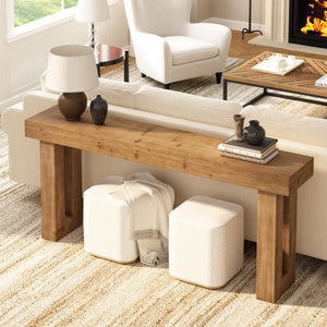 70-Inch Solid Wood Farmhouse Console Table