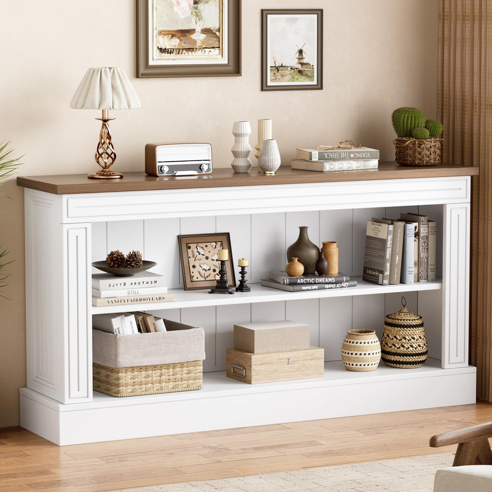 63-Inch Narrow Console Table with 3-Tier Shelves