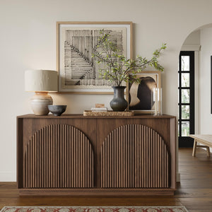 Fluted Sideboard Buffet Cabinet with Storage, 65"