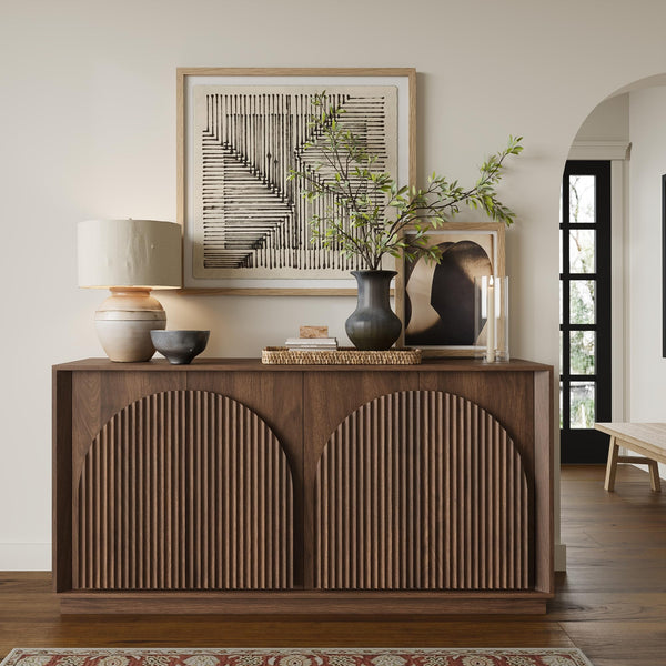 Fluted Sideboard Buffet Cabinet with Storage, 65"