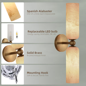 Alabaster Wall Sconce – Brass Hardwired Wall Light