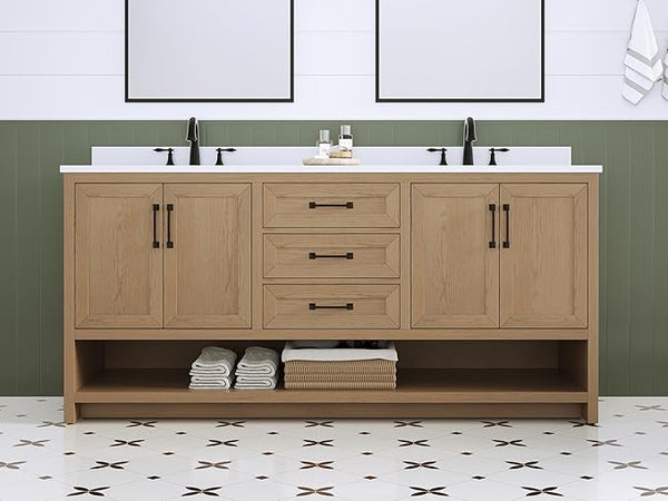 55" Double Bathroom Vanity with Ceramic Sinks