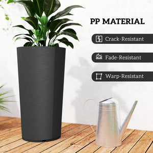 Tall Round Planters Set of 2 — 29" Outdoor & Indoor, PP, DIY Drainage