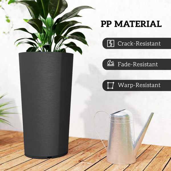 Tall Round Planters Set of 2 — 29" Outdoor & Indoor, PP, DIY Drainage