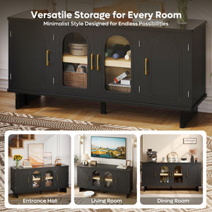 59" TV Stand with Glass Doors & Adjustable Shelves