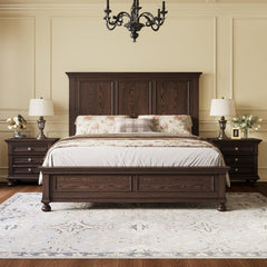 3-Piece Solid Wood Bedroom Set – Bed Frame & 2 Nightstands