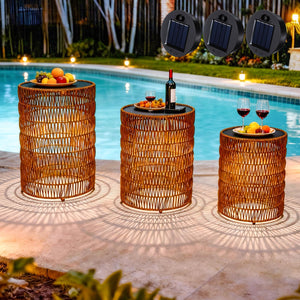 Bohemian Solar Outdoor Side Tables Set of 3