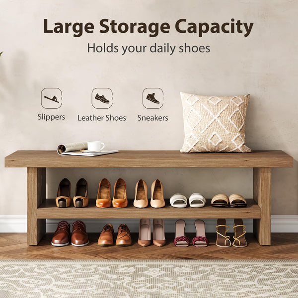 2-Tier Entryway Bench with Shoe Storage
