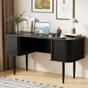 55" Fluted Writing Desk with Sliding Door Storage