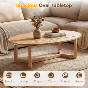 Oval Coffee Table – Low Profile Wood Accent Table
