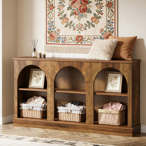 Narrow Entryway Console Table with 3-Tier Storage Shelf