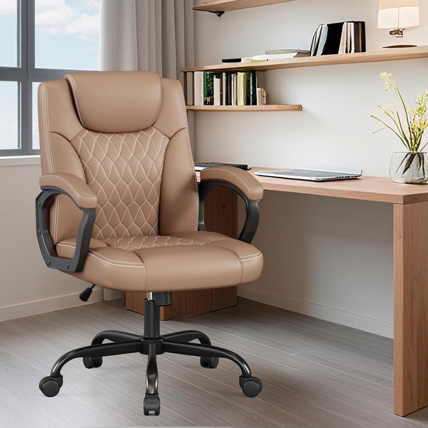 Executive PU Leather Office Chair with Adjustable Height & 360° Swivel
