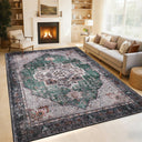 6x9 Vintage Persian Area Rug – Floral Medallion Washable Carpet