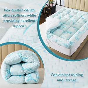 Memory Foam Mattress Topper – Bamboo Viscose Cooling, Twin, Full, Queen, King