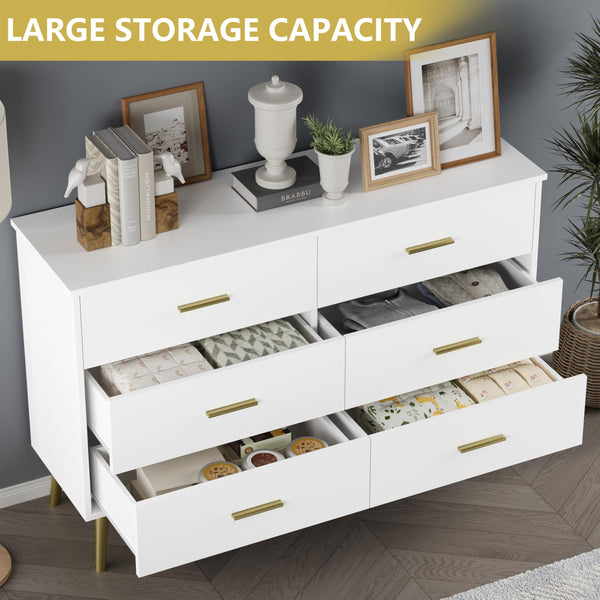 6-Drawer Wood Dresser with LED Light