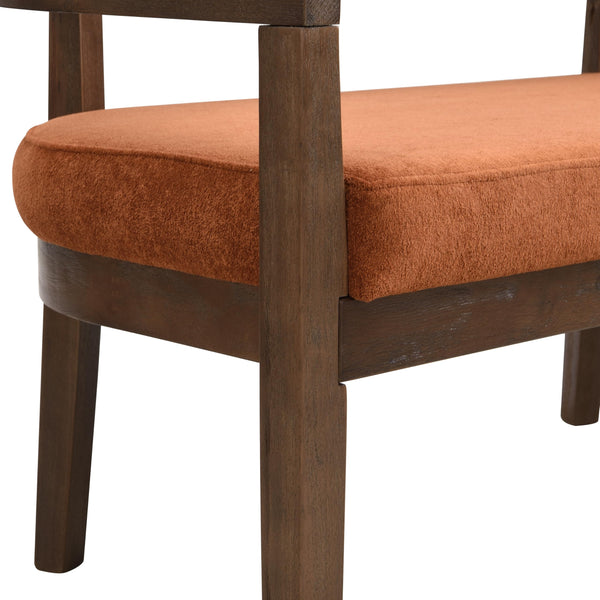 Fabric Upholstered Loveseat with Rattan Backrest & Rubberwood Frame