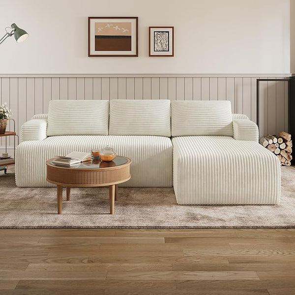 L-Shaped Modular Sectional Sofa with Coil Support