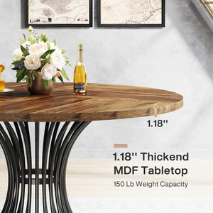 47-Inch Round Dining Table with Metal Base