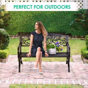 Outdoor Metal Garden Bench 50 Inch