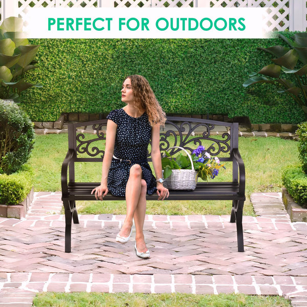 Outdoor Metal Garden Bench 50 Inch