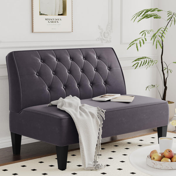 Button Tufted Loveseat Settee – 2-Seat Upholstered Sofa Bench