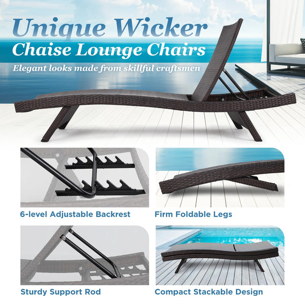 Wicker Chaise Lounge Chairs Set of 2
