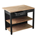 Expandable Freestanding Kitchen Island – Black & Natural