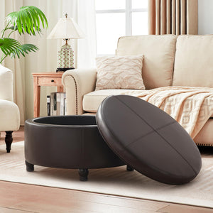 Round Storage Ottoman with Removable Top