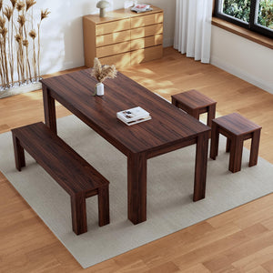62.9" Dining Table Set with Bench & 2 Stools