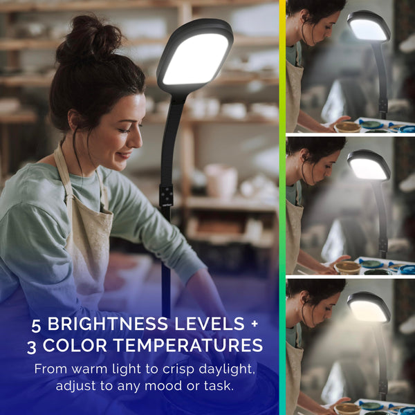 Full Spectrum LED Gooseneck Floor Lamp with Adjustable Brightness