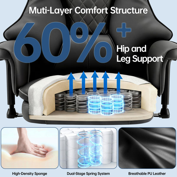 Big & Tall High-Back Leather Office Chair with Adjustable Lumbar Support