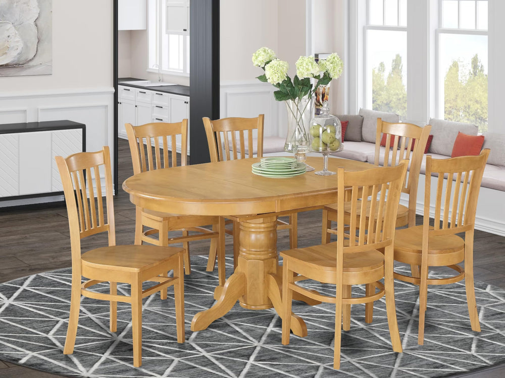 Oval Dining Table Set with Butterfly Leaf & Wood Chairs