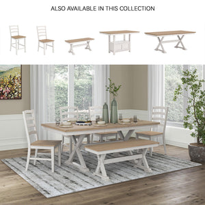 Ladderback Dining Chair Set of 2 – White & Light Brown