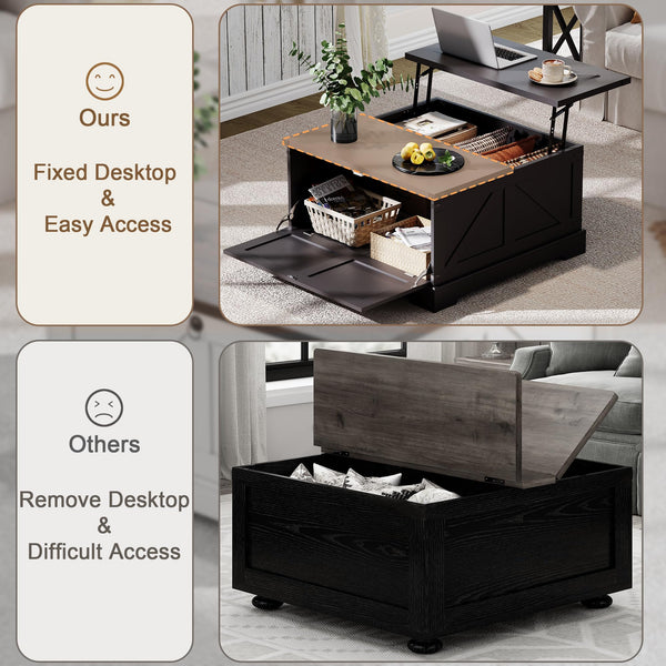 Farmhouse Lift Top Coffee Table with Hidden Storage