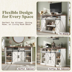 Farmhouse 4-Piece Living Room Furniture Set with 66" TV Stand, Coffee Table & 2 End Tables