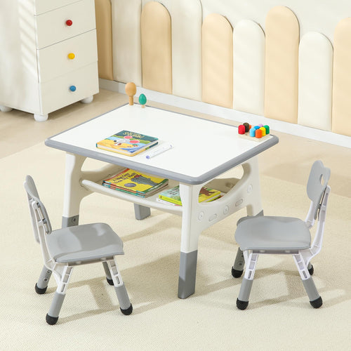 Height-Adjustable Kids Table and 2 Chairs Set