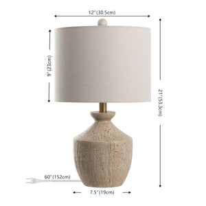 Resin Table Lamp Set of 2 – 21-Inch Bedside Lamps with Fabric Shade