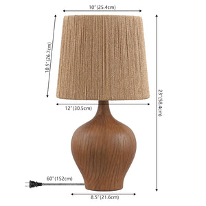 23" Rustic Farmhouse Resin Gourd LED Table Lamp with Paper Rope Shade
