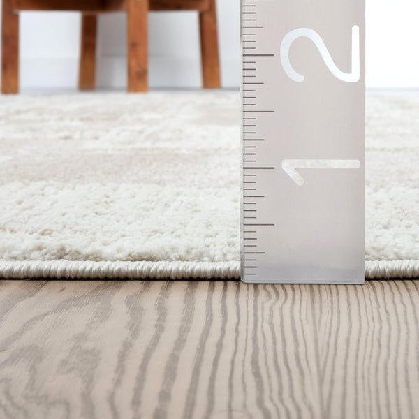 Cream Block Pattern Area Rug
