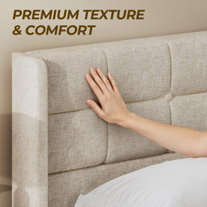 Lift Up Storage Bed Frame with Wingback Headboard