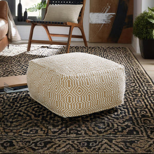 Rectangular Handwoven Geometric Cotton Pouf Ottoman