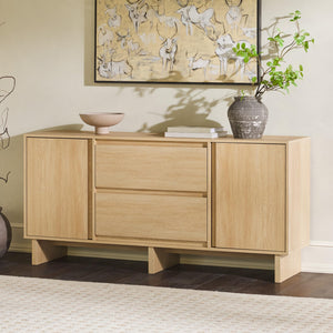 63-Inch Scandinavian Sideboard with 2 Doors & 2 Drawers